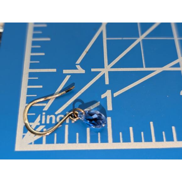 Tested 925 Sterling Silver Blue Briolette Cut Crystal Teardrop Dangle Earrings - Picture 3 of 4